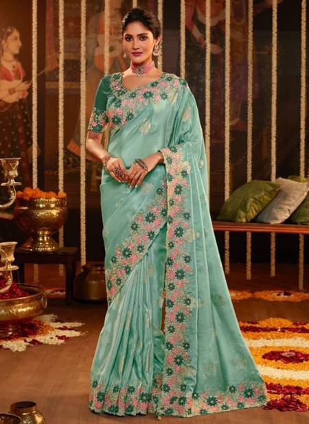 Sea Green Colour Sulakshmi Celebration New Latest Designer Dola Silk Heavy Exclusive Festive Wear Saree Collection 7607
